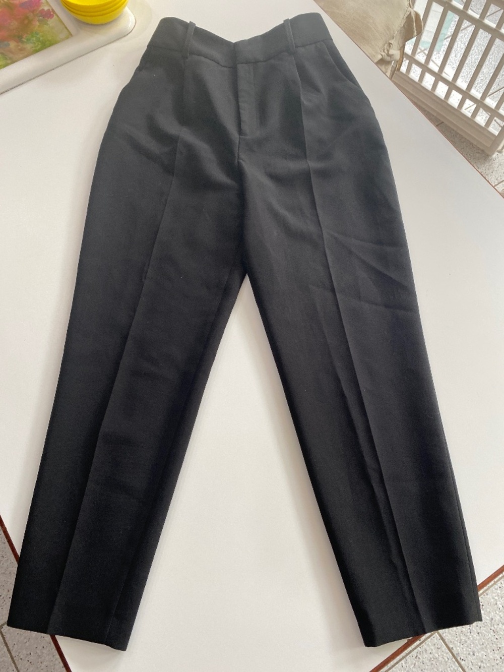 Zara black dress pants pleated pockets sz small